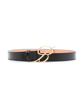 logo-buckle leather belt