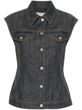 button-up denim gilet