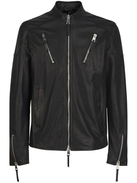 zipped leather jacket