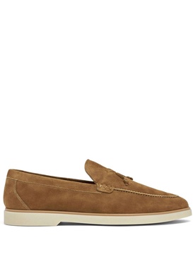 almond-toe suede loafers