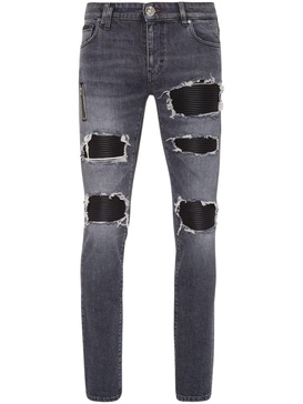 mid-rise distressed jeans