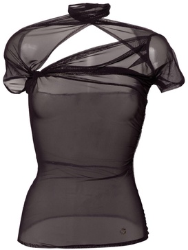 asymmetric draped mesh top