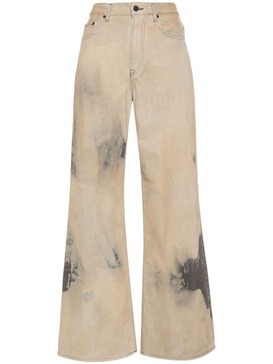 bleached-effect wide-leg jeans