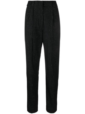 pinstripe wool trousers