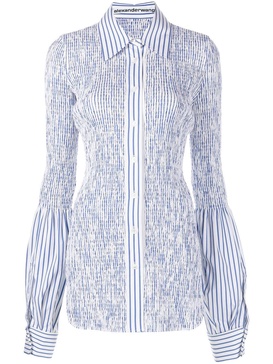 shirred stripe-print longline shirt