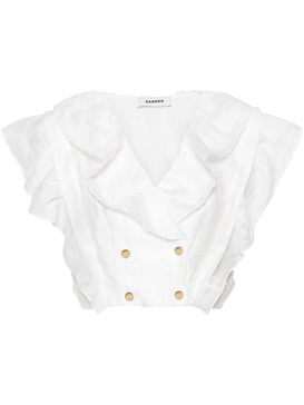 ruffle-detail cropped top