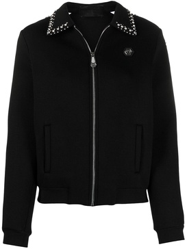 logo zipped bomber jacket