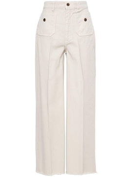 embossed-logo wide-leg trousers