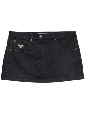 low-rise denim mini-skirt