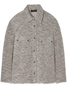 raw-edge mélange cotton overshirt