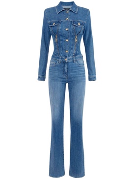 zip-detailing denim jumpsuit