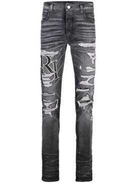 logo-print ripped skinny jeans