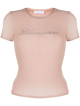 logo-embellishment mesh T-shirt