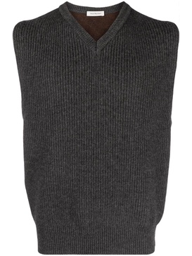 two-tone ribbed-knit vest