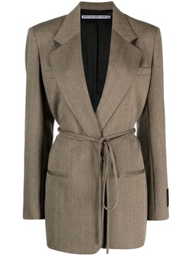 herringbone wrap wool blazer