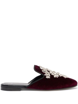 Elsa crystal velvet mules