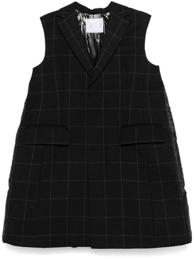 checked sleeveless coat 