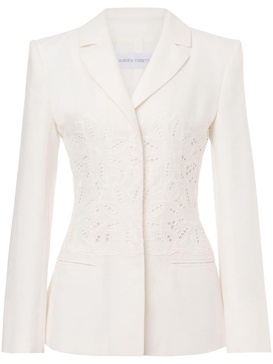 single-breasted broderie-anglaise blazer