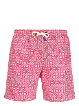 geometric-print drawstring swim shorts