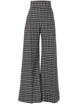 plaid-print wide-leg trousers