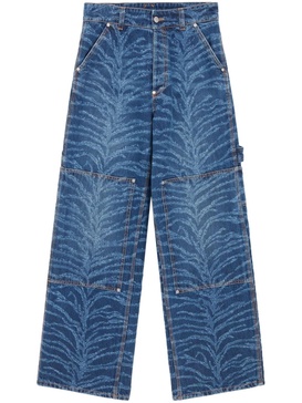 tiger-print wide-leg cargo jeans 