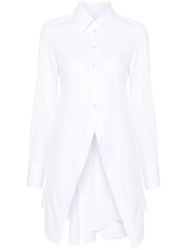 straight-collar cotton godet shirt