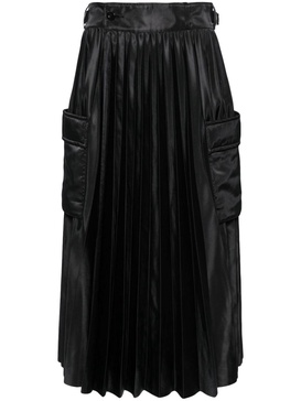 pleated cargo midi skirt