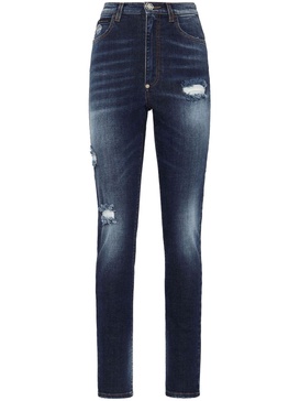 distressed-effect high-waisted jeggins