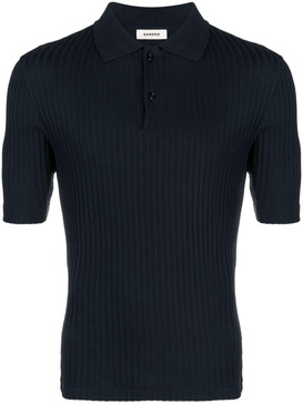 ribbed organic-cotton polo shirt