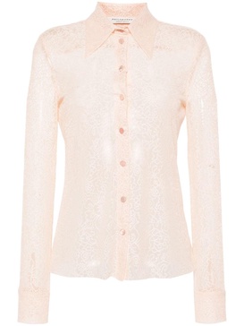 floral-lace sheer shirt