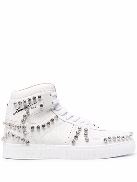 crystal-studded high-top sneakers