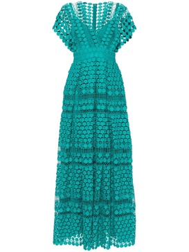 macrame silk maxi dress