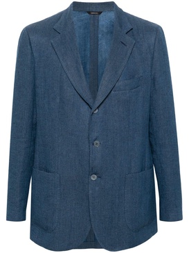 single-breasted washed-denim blazer