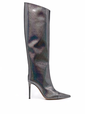 iridescent-effect high boots