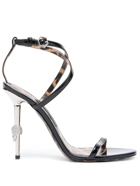 Leopard 115mm skull-embellished sandals