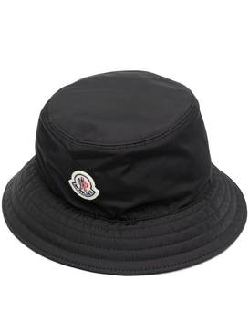 black logo-appliqué bucket hat