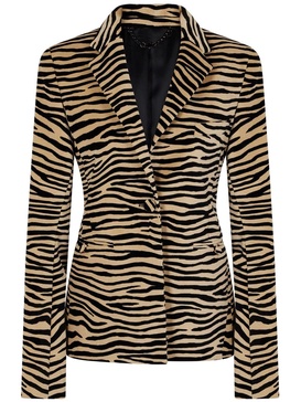 tiger-print stretch-cotton blazer