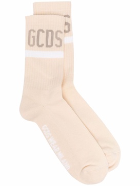 intarsia logo ribbed socks 