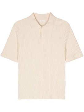 ribbed-knit polo shirt