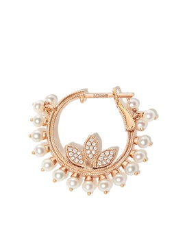 18kt rose gold Cornet pearl and diamond hoop earrings