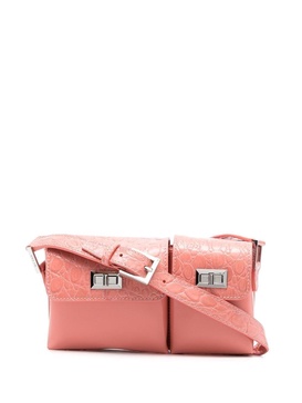 snakeskin-effect leather shoulder bag