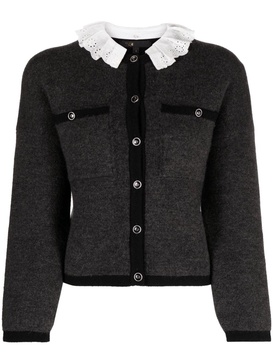 lace-collar wool cardigan