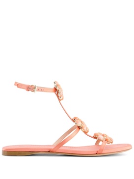 flower-detailing leather sandals