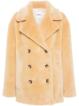 faux-fur double-breasted coat