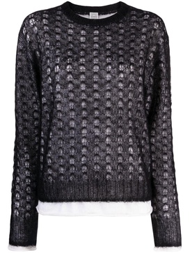 lace-knit mohair-blend jumper