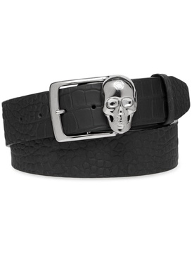 skull-buckle leather belt