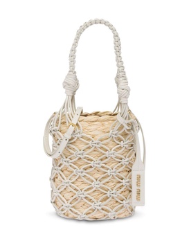 braided-handle bucket bag