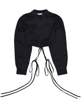 tied-waist cropped shirt