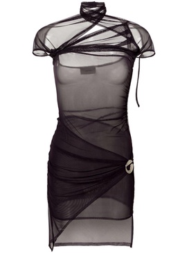 asymmetric sheer mesh dress