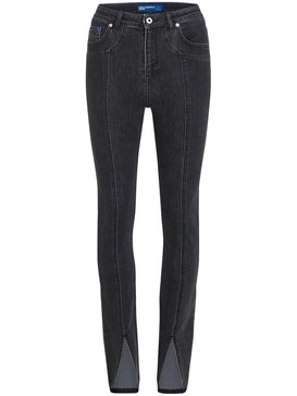 high-rise split-hem skinny jeans